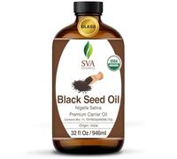 SVA Organics Aceite de semilla de comino negro certificado por USDA, orgánico, puro y natural, sin hexano, sin OMG, botella de vidrio de aceite de grado terapéutico 32 Fl Oz (paquete de 1)