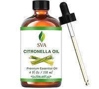 SVA ORGANICS Aceite esencial de citronela orgánico USDA 4 oz Aceite de grado terapéutico natural puro para la piel, el cuerpo, el difusor, la fabricación de velas 4 Fl Oz (paquete de 1)