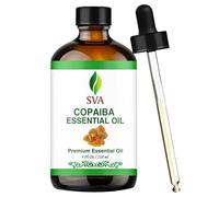 SVA ORGANICS Aceite Esencial de Copaiba 100% Puro Natural Grado Terapéutico con Cuentagotas para Difusor, Aromaterapia, Cuidado de la Piel, Cabello y Masaje Claro 4 Fl Oz (Paquete de 1)