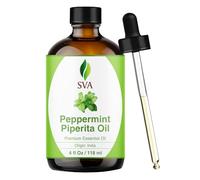 SVA ORGANICS Aceite Esencial de Menta Orgánico 4 Oz USDA 100% Puro Natural Grado Terapéutico Premium con Cuentagotas para Difusor, Aromaterapia, Piel, Cabello y Masaje 4 Fl Oz (paquete de 1)