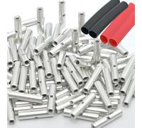 SVAAR 100 conectores de tope no aislados de calibre 22-16 AWG, empalmes de tope sin aislamiento, cobre estañado de grado marino, terminales de empalme de barril sin costuras y 100 piezas 3:1 con forro