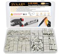 SVAAR 560 conectores de tope no aislados de 26-6 AWG, kit de empalmes de reparación de crimpado, conectores de empalme de tope sin aislamiento para cable de calibre 26 a 6, terminales de cobre
