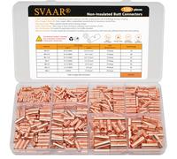 SVAAR Juego de 150 conectores de tope no aislados de 26-8 AWG, conectores de empalme de tope sin aislamiento para cable de calibre 26 a 8, terminales de cobre puro resistente sin costuras