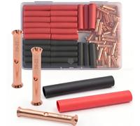 SVAAR Kit de conectores de empalme de calibre 26-22, 100 conectores de tope sin aislamiento, de cobre sin aislamiento, terminales de compresión acampanados de cobre desnudo + 100 piezas