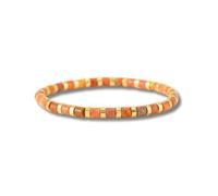 Svadia Summer Glow - Pulsera de perlas de piedra natural naranja - Viva minimalista pulsera elástica de 4 mm ajustable para el estilo de verano