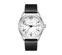 Svalbard Polar GA15 Swiss cuarzo acero cuero blanco Pilot 24H reloj hombre, gris