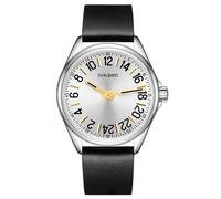 Svalbard Solstråle GA26 Swiss Cuarzo Acero Negro Cuero Oro 24h Reloj Hombre, Negro