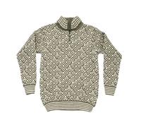 SVALBARD WOOL ZIP NECK Sweater (OLIVE/OFFWHITE)