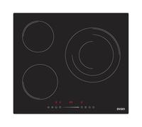 Svan Placa de Inducción Cristal negro, SI3603S. 3 Zonas de Cocción, 6680 W, 9 Niveles de Cocción, Control Slider táctil, Booster, Bloqueo de Panel, Temporizador