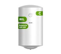 Svan Termo Eléctrico Vertical 80 L, ST8002. 1500W, Kit de Montaje Incluido, Resistencia Acero Esmaltado, Termostato Manual, Temperatura Máx 75 ºC, Blanco, Eficiencia Energética Clase C