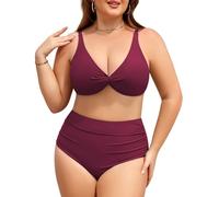 Svanco Conjunto Bikini Mujer Talla Grande, Alta Reductor Barriga Push Up, Traje de Baño Plus Size Playa Piscina