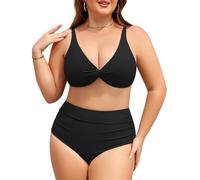 Svanco Conjunto Bikini Mujer Talla Grande, Alta Reductor Barriga Push Up, Traje de Baño Plus Size Playa Piscina
