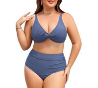 Svanco Conjunto Bikini Mujer Talla Grande, Alta Reductor Barriga Push Up, Traje de Baño Plus Size Playa Piscina
