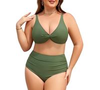 Svanco Conjunto Bikini Mujer Talla Grande, Alta Reductor Barriga Push Up, Traje de Baño Plus Size Playa Piscina