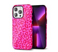 Svanove Funda con Estampado de Guepardo para iPhone 13 Pro, Diseño de Estampado de Animal de Lujo, Retro y Cool, Patrón Estiloso Y2K, Cubierta de Plástico Dura, Rosa Neón