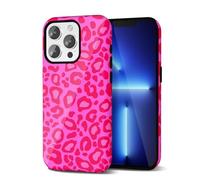 Svanove Funda con Estampado de Guepardo para iPhone 13 Pro MAX, Diseño de Estampado de Animal de Lujo, Retro y Cool, Patrón Estiloso Y2K, Cubierta de Plástico Dura, Rosa Neón