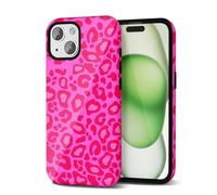 Svanove Funda con Estampado de Guepardo para iPhone 14 Plus/iPhone 15 Plus, Diseño de Estampado de Animal de Lujo, Retro y Cool, Patrón Estiloso Y2K, Cubierta de Plástico Dura, Rosa Neón