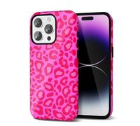 Svanove Funda con Estampado de Guepardo para iPhone 14 Pro MAX, Diseño de Estampado de Animal de Lujo, Retro y Cool, Patrón Estiloso Y2K, Cubierta de Plástico Dura, Rosa Neón