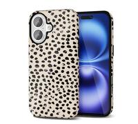 Svanove Funda con Estampado de Guepardo para iPhone 16, Diseño de Estampado de Animal de Lujo, Retro y Cool, Patrón Estiloso Y2K, Cubierta de Plástico Dura,Puntos Beige