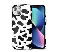 Svanove Funda con Estampado de Vaca para iPhone 13/ iPhone 14, Diseño de Estampado de Animal de Lujo, Retro y Cool, Patrón Estiloso Y2K, Cubierta de Plástico Dura, Negro