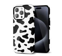 Svanove Funda con Estampado de Vaca para iPhone 15 Pro, Diseño de Estampado de Animal de Lujo, Retro y Cool, Patrón Estiloso Y2K, Cubierta de Plástico Dura, Negro