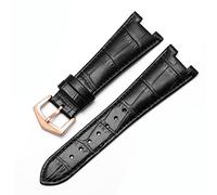 Svapo Banda de reloj de cuero genuino para Patek Philippe 5711 5712g Nautilus Watchs Men y mujeres Notch especial de 25 mm*12 mm Coraja de reloj(Black-rosegold)