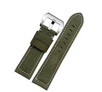 Svapo Banda de reloj retro de cuero 20mm 20mm 24mm 26mm de cuero de cuero para Panerai PAM111 441 correa de muñeca de banda de vigilancia(Army Green silver,22mm)