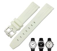 Svapo Correa de reloj de goma con extremo curvado de 19mm y 20mm para Tissot 1853 Lelocle PRC200 Rolex Submariner Hamilton Omega, correa de reloj resistente al agua(White 1,20mm)