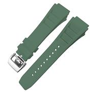 Svapo Correa de reloj de goma de 20mm y 25mm para Richard Spring Bar, correa de silicona para reloj deportivo Mille, pulsera impermeable suave(Green fold buckle)