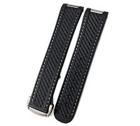 Svapo Correa de reloj de silicona de goma de 20mm para obtener un ajuste para Omega Seamaster 300 AT150 Pulseras de banda de hebilla de acero Aqua Terra Ultra Light 8900(White 1 Round)