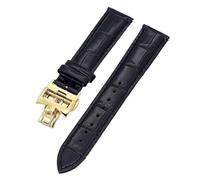 Svapo Correas de reloj de cuero de vaca de doble cara de 19/20/22mm para Vacheron VC, correa de reloj Constantin para hombres y mujeres, pulseras de cuero de vaca(Black Golden clasp,20mm)
