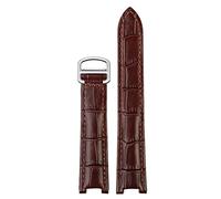 Svapo Hombres de banda de reloj de cuero genuino para mujeres para Cartier PASHA W3108/HPI004 Correa cóncava plegable 21x15m 20x12 mm de 18x10 mm Watchs(Brown silver buckle,18.10mm)