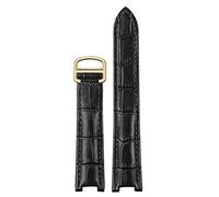 Svapo Hombres de banda de reloj de cuero genuino para mujeres para Cartier PASHA W3108/HPI004 Correa cóncava plegable 21x15m 20x12 mm de 18x10 mm Watchs(Black gold buckle,20.12mm)