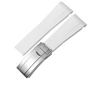 Svapo Para la correa de goma Rolex, la correa de los cuentos, el agua verde, el agua verde, el buzo, la silicona verde de 20 mm de 21 mm banda de reloj(White-silver,21mm)