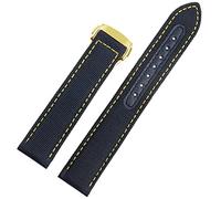 Svapo Para Omega Seamaster 300 Tela Cuero AQUA TERRA 150 Aguja de cobre Capitán Trenzado Nylon Correa de lona 19/20/21/2mm Correa(Blue yellow golden,22mm)