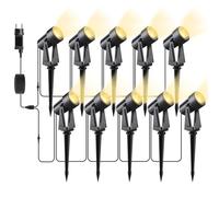 Svater Foco Proyector Exterior, 32m 10-in-1 3000LM 2W Focos Jardín 27V COB IP65 Impermeable Blanco Cálido con clavo de tierra para el patio del jardín Caminos Césped, Patios, Entrada de Vehículos