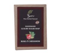 SVATV Jabón hecho a mano con hierbas naturales y calmantes de rosa y cardamomo hidratado - Barras de jabón corporal a base de hierbas ayurvédicas tradicionales - 125 g