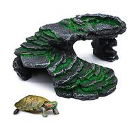 Svauoumu Rampa para Tortugas Plataforma Tortugas de Agua Tortuga Terraza Agujero la Tortuga Piel Reptil Resina Bronceado Roca Dragón Barbudo Accesorios Decoración Reptiles