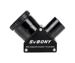 SVBONY SV223 Espejo dieléctrico de 90 grados de 1.25 pulgadas, revestimiento dieléctrico reflectante 99% diagonal de estrella, mecanismo de bloqueo de clic, adaptador diagonal con anillo de compresión