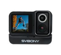 SVBONY SVGo Cámara de Acción 4k 30fps, Cámara Sumergible IPX8 30M, Cámaras Deportivas Doble Pantalla IPS, F2.0/F1.4 Doble Lente, 145 Gran Angular, 6-Axis EIS Anti-Shake para Deportes, Ciclismo, Selfi