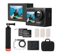 SVBONY SVGo2 4K 30FPS Cámara subacuática, cámara de acción, EIS, resistente al agua hasta 30 m, pantalla táctil, pantalla doble, gran angular de 140°, Wi-Fi, pantalla antivaho, 2 baterías de 1350 mAh
