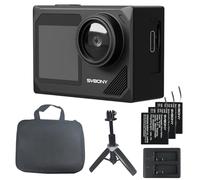 SVBONY SVGo2 4K Cámara subacuática Cámara de acción con micrófono externo EIS, resistente al agua hasta 30 m, pantalla táctil, pantalla doble, 3 baterías de 1350 mAh, gran angular de 140°, wifi, kit
