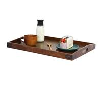 SVCEQZE Bandeja para Servir de Madera, Fuente Rústica Rectangular Organizadora de Almacenamiento, Bandeja Decorativa para Alimentos y Servir, para Cocina Baño Dormitorio Salón Comida Desayuno Almuerzo
