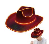 SVCEQZE Sombrero de que en la oscuridad, 37 x 33 x 13 cm, Cowbo-y Ha-t, Neon Rancher H-at, gorras de discoteca iluminadas, gorra de brillante, funciona con pilas, sombreros de