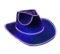 SVCEQZE Sombrero de que en la oscuridad, 37 x 33 x 13 cm, Cowbo-y Ha-t, Neon Rancher H-at, gorras de discoteca iluminadas, gorra de brillante, funciona con pilas, sombreros de