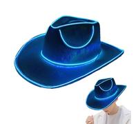 SVCEQZE Sombrero de vaquero que brilla en la oscuridad, 37 x 33 x 13 cm, Cowbo-y Ha-t, Neon Rancher H-at, gorras de discoteca iluminadas, gorra de vaquero brillante, funciona con pilas, sombreros de