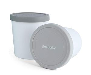 SveBake Juego de 2 cubiteras con tapas de silicona para helados, 1 L, para helados y crema