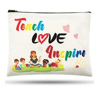 Svee Regalo de Agradecimiento de Maestro Bolsa de Regalo Navidad Bolsa de Maquillaje de Lona de Profesor Bolsa de Cosméticos con Cremallera para Mujer Guardería Preescolar Secundaria (Estilo Animado)