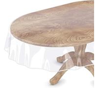 SVELNIO Clear PVC Table Protector,Clear Oval Table Cover Protector Waterproof, Oil Proof Clear Plastic Table Cloth Cover for Kitchen Coffee Office Dining Table