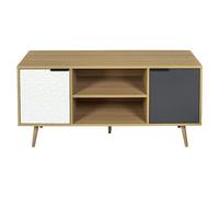 Sven Mueble para TV (L x An x Al: 39 x 120 x 56,3 cm, Madera/Blanco/Antracita, MDF, Detalles geométricos)